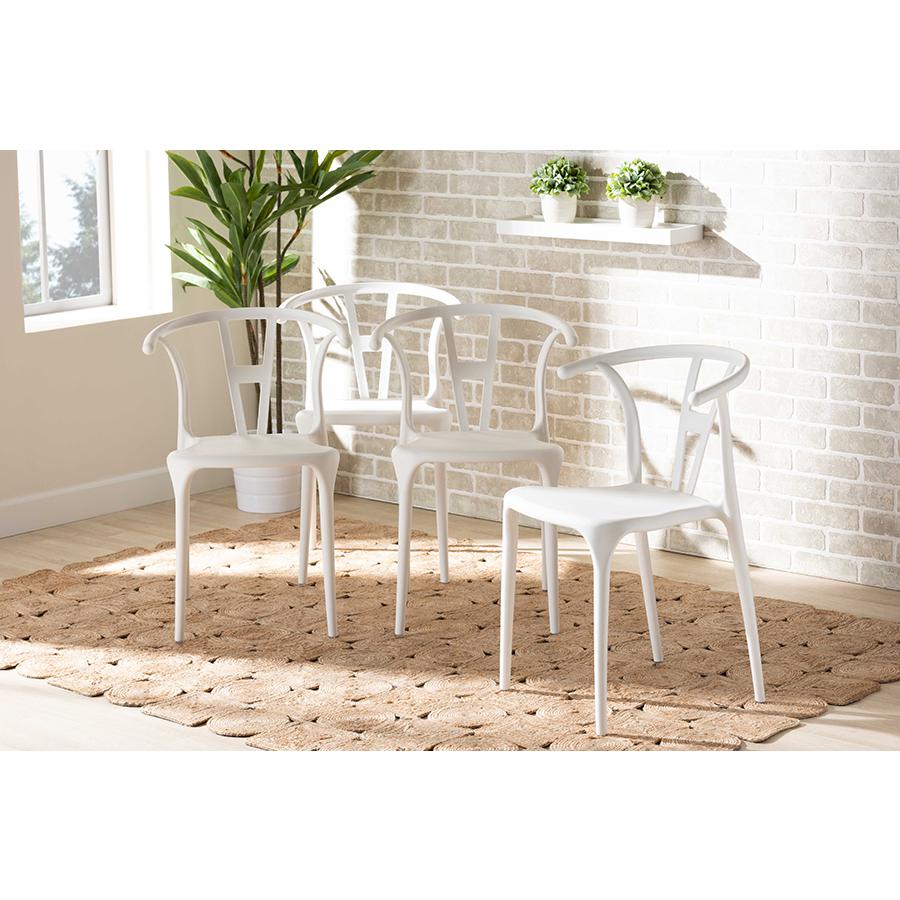 Warner Modern and Contemporary White Plastic 4-Piece Dining Chair Set. Picture 6