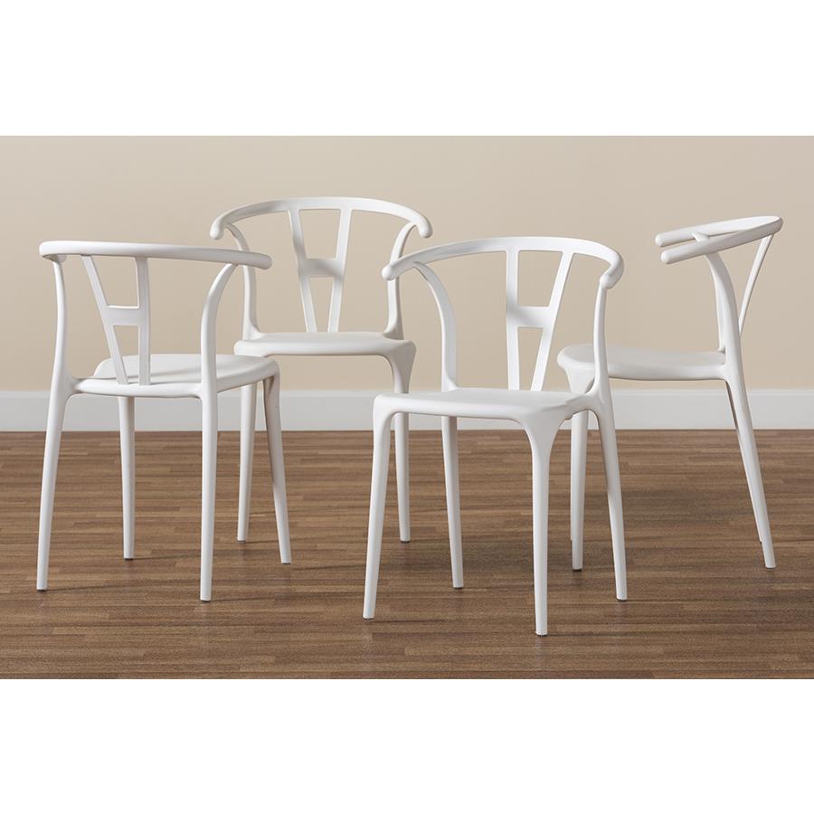 Warner Modern and Contemporary White Plastic 4-Piece Dining Chair Set. Picture 7
