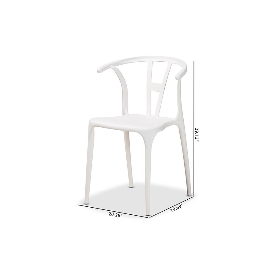 Warner Modern and Contemporary White Plastic 4-Piece Dining Chair Set. Picture 8