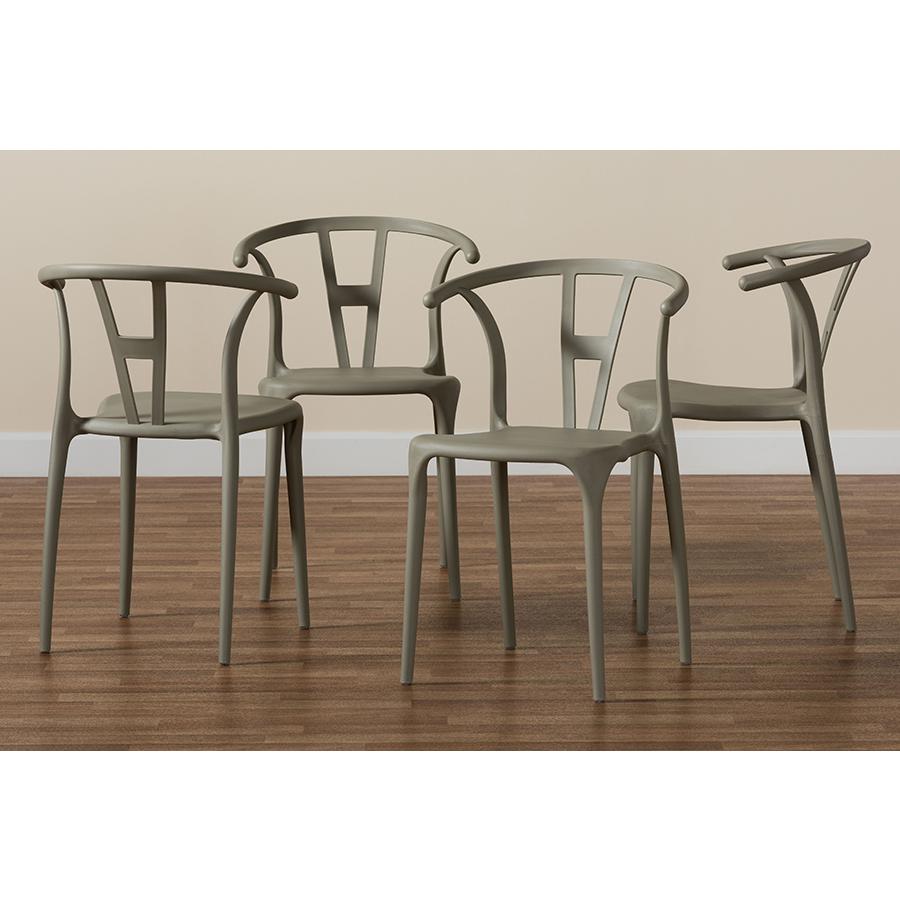 Baxton Studio Warner Modern and Contemporary Beige Plastic 4-Piece Dining Chair Set. Picture 8