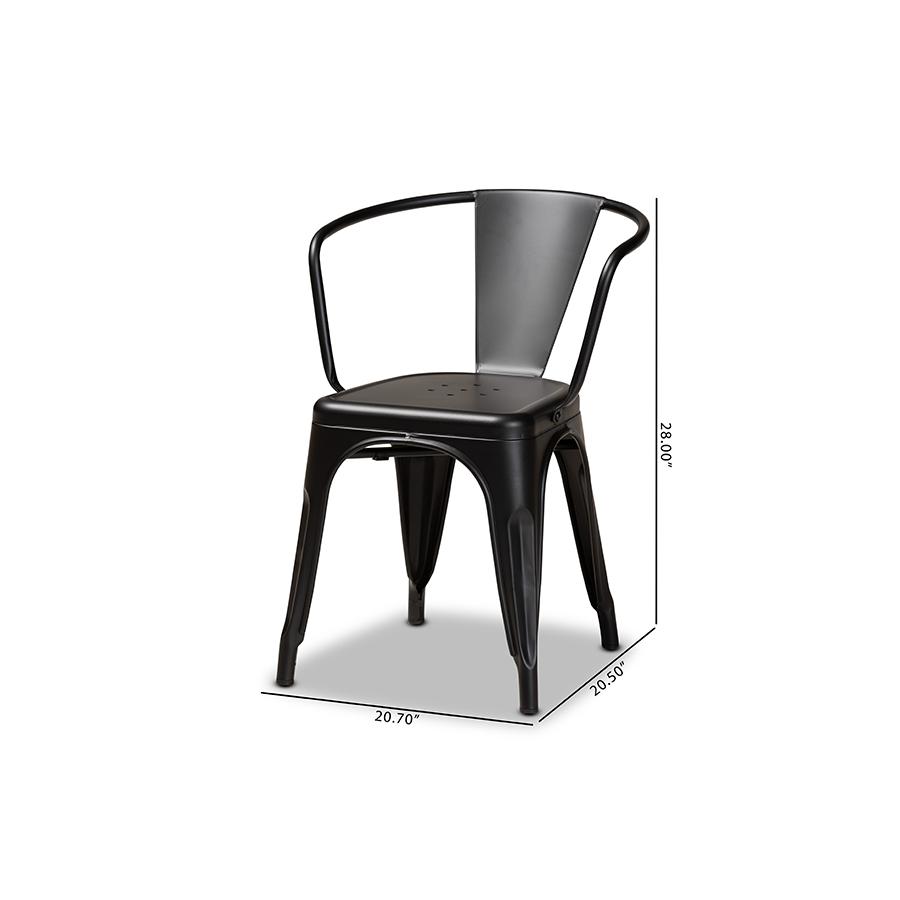 Ryland Modern Industrial Black Finished Metal 4-Piece Dining Chair Set. Picture 8