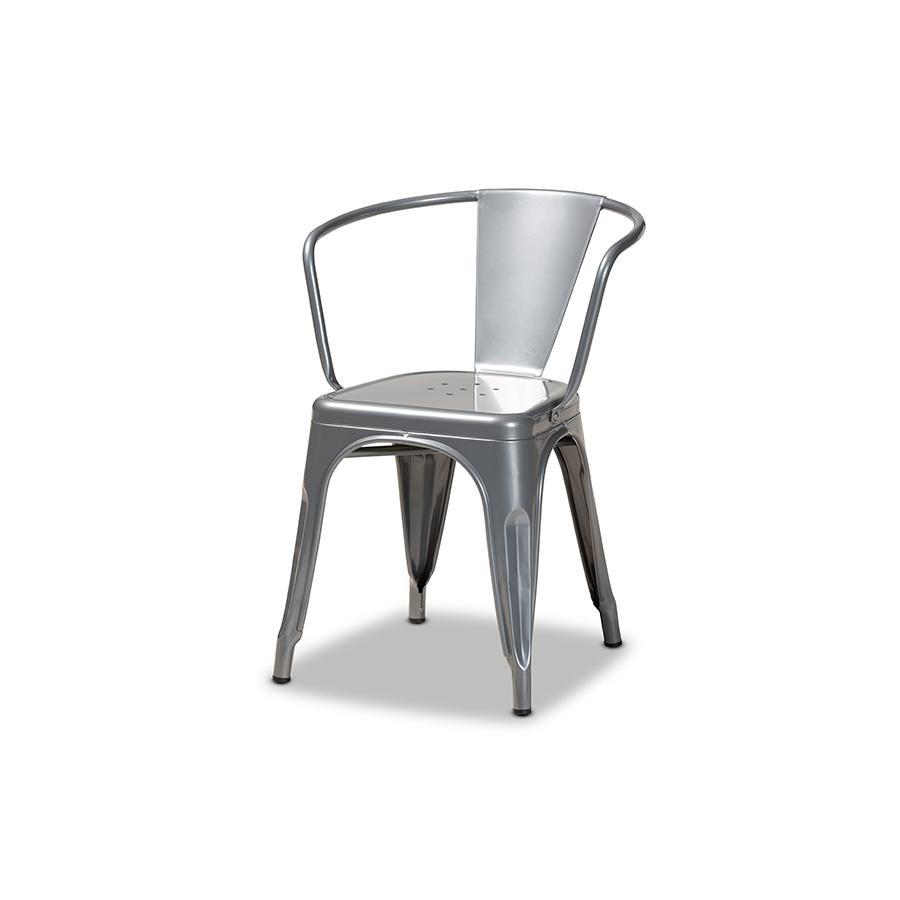 Ryland Modern Industrial Grey Finished Metal 4-Piece Dining Chair Set. Picture 2