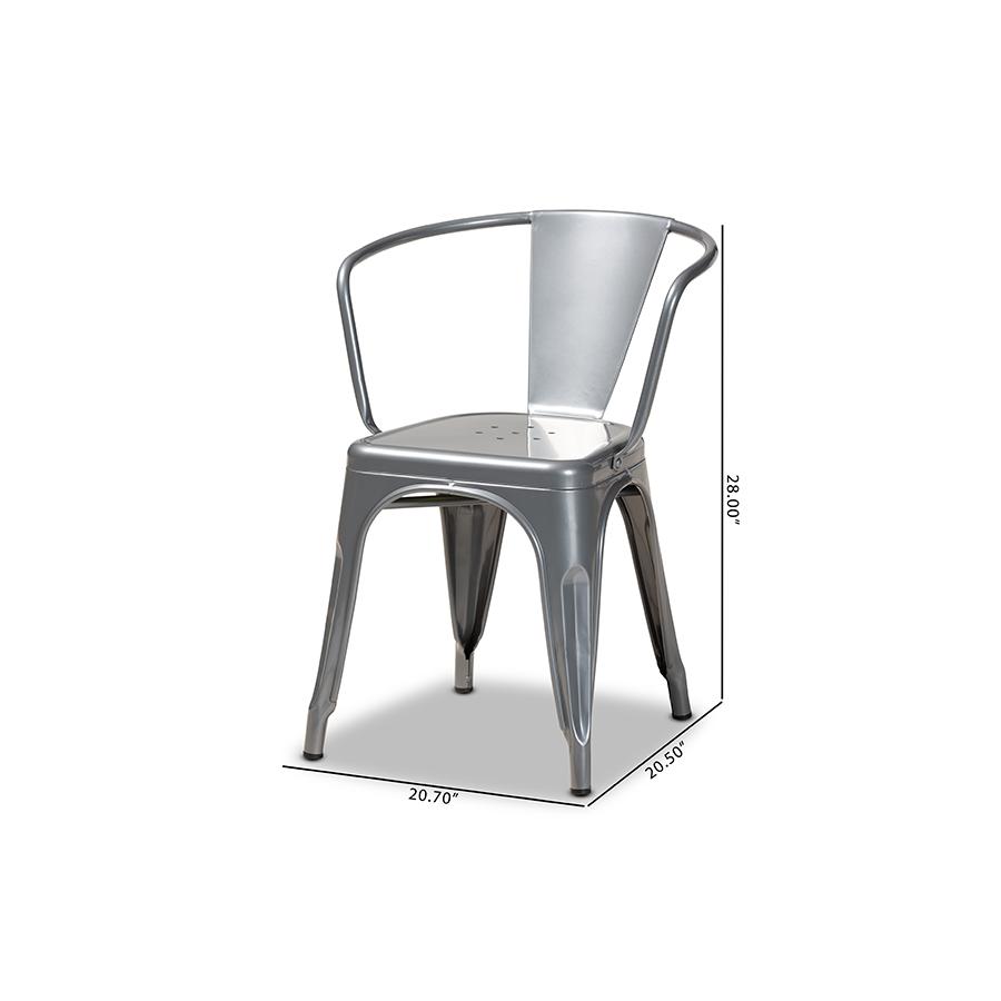 Ryland Modern Industrial Grey Finished Metal 4-Piece Dining Chair Set. Picture 8