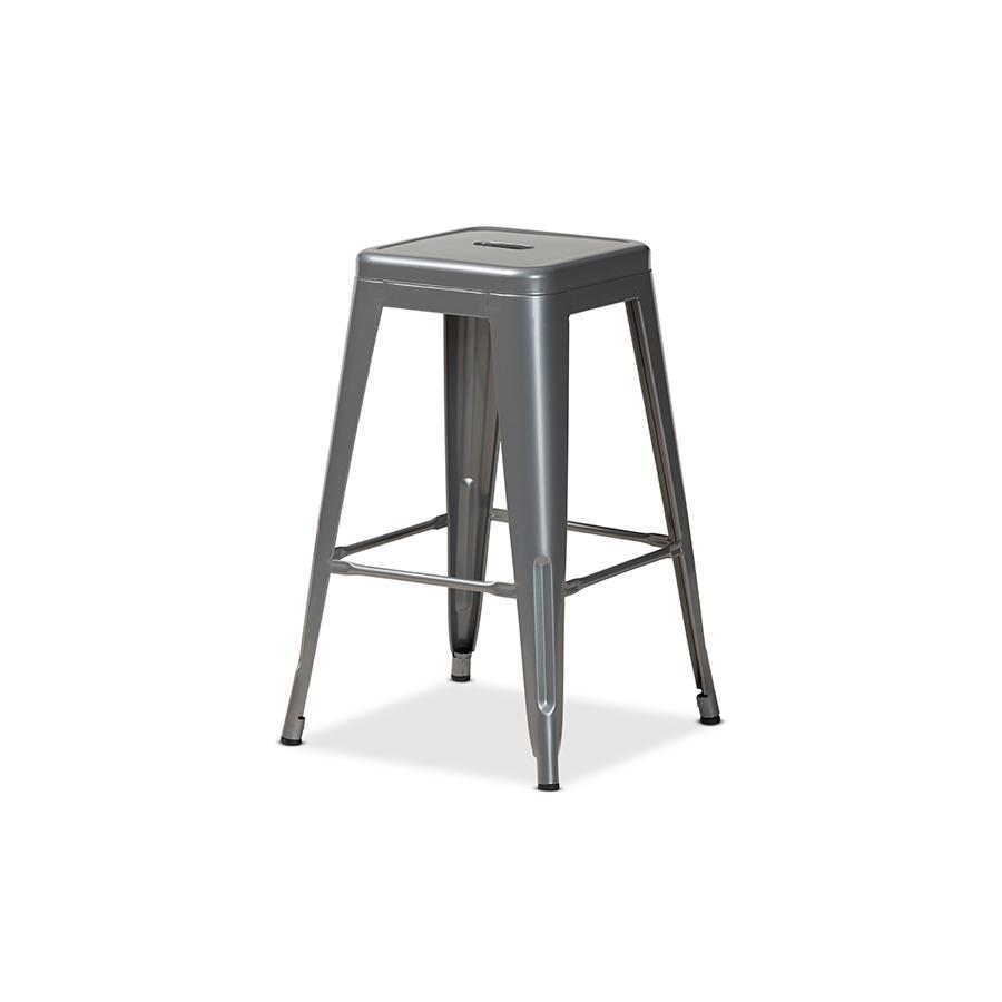Baxton Studio Horton Modern and Contemporary Industrial Grey Finished Metal 4-Piece Stackable Counter Stool Set. Picture 3