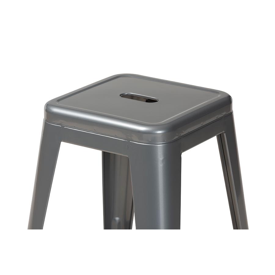 Baxton Studio Horton Modern and Contemporary Industrial Grey Finished Metal 4-Piece Stackable Counter Stool Set. Picture 4
