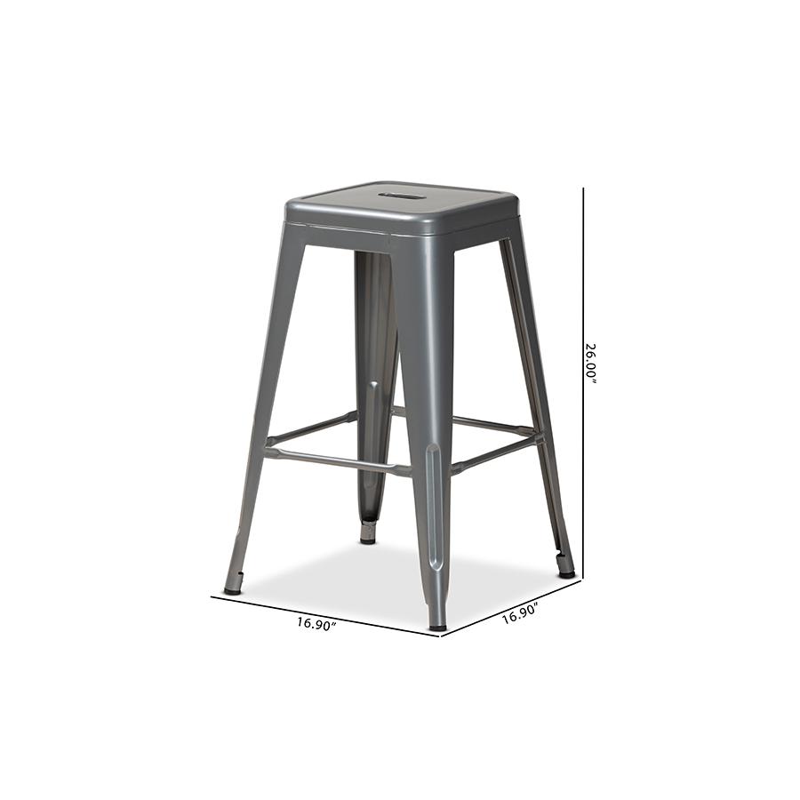 Industrial Grey Finished Metal 4-Piece Stackable Counter Stool Set. Picture 8