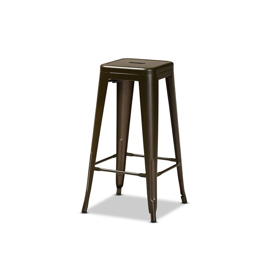 Industrial Gunmetal Finished Metal 4-Piece Stackable Bar Stool Set. Picture 2