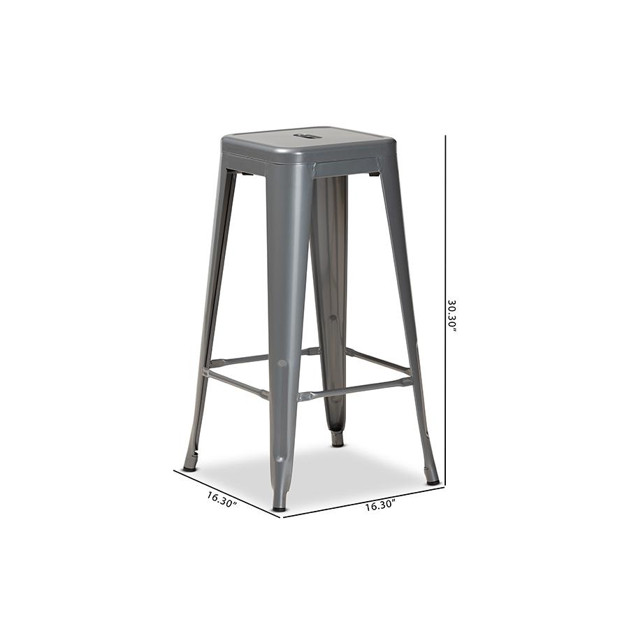 Industrial Grey Finished Metal 4-Piece Stackable Bar Stool Set. Picture 8
