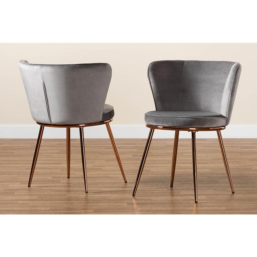 Rose Gold Finished Metal 2-Piece Dining Chair Set. Picture 8