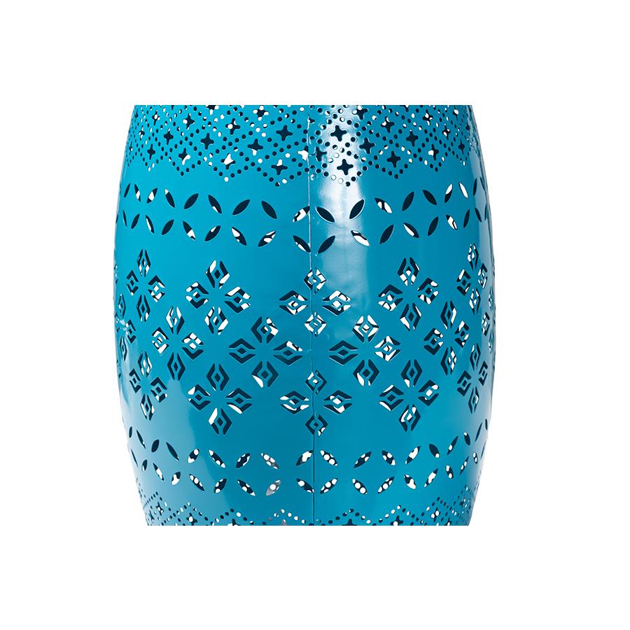 Lavinia Modern and Contemporary Blue Finished Metal Outdoor Side Table. Picture 2
