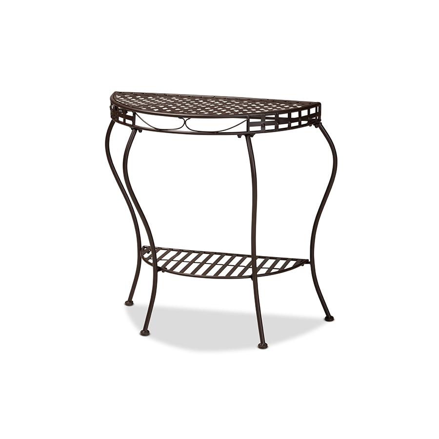 Baxton Studio Laraine Modern and Contemporary Brown Metal Outdoor Console Table. Picture 1