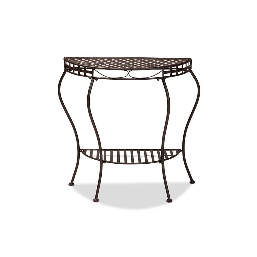 Baxton Studio Laraine Modern and Contemporary Brown Metal Outdoor Console Table. Picture 2