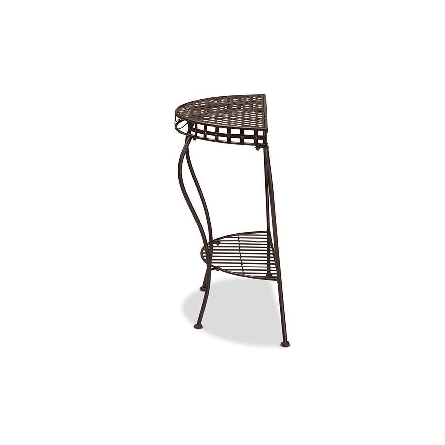 Baxton Studio Laraine Modern and Contemporary Brown Metal Outdoor Console Table. Picture 3