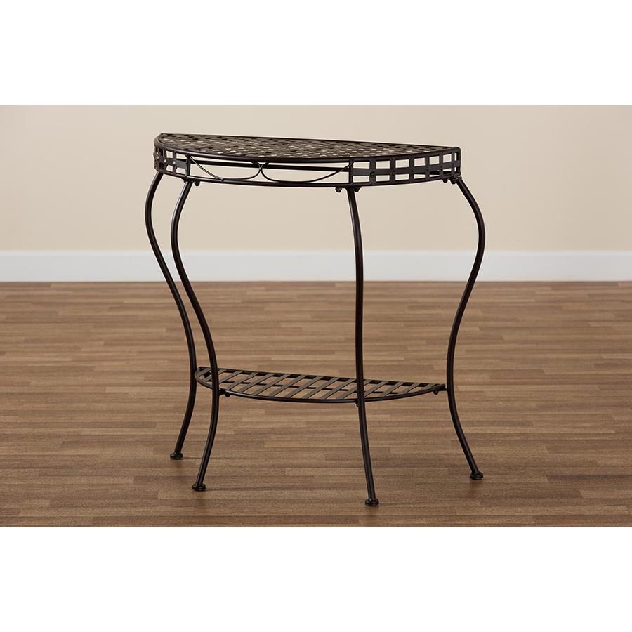 Baxton Studio Laraine Modern and Contemporary Brown Metal Outdoor Console Table. Picture 8