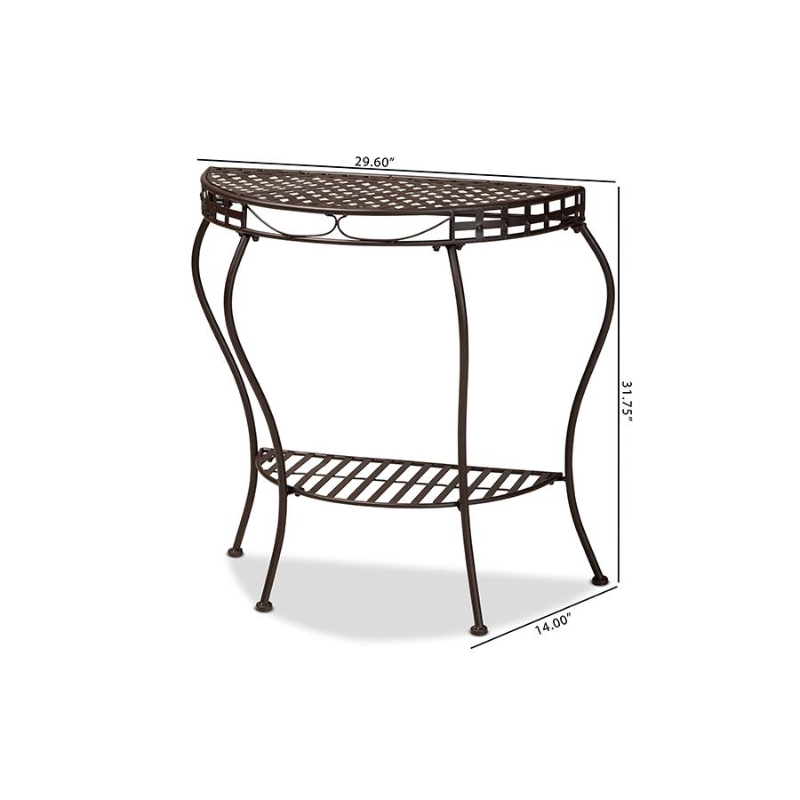 Baxton Studio Laraine Modern and Contemporary Brown Metal Outdoor Console Table. Picture 9