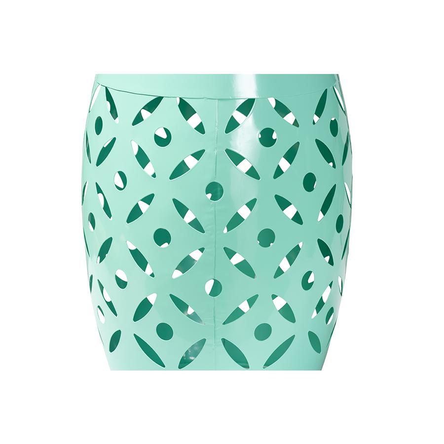 Hallie Modern and Contemporary Aqua Finished Metal Outdoor Side Table. Picture 2