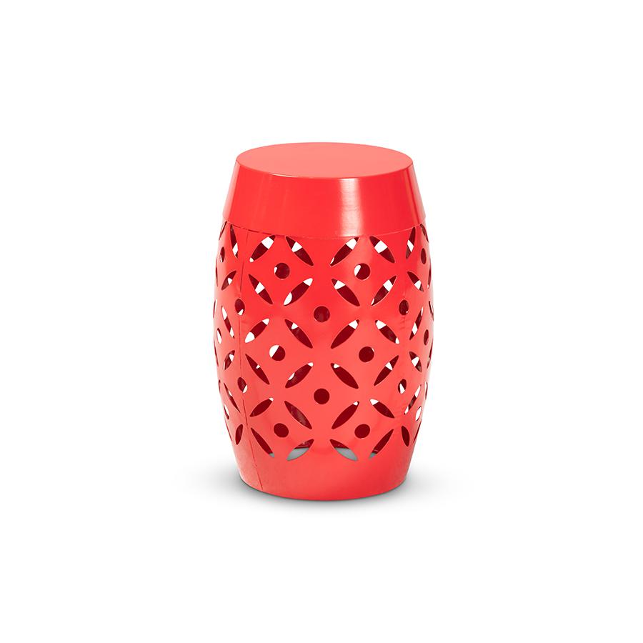Hallie Modern and Contemporary Red Finished Metal Outdoor Side Table. Picture 1