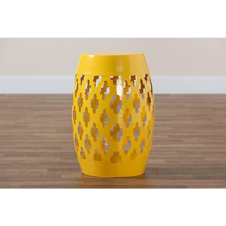 Branson Modern and Contemporary Yellow Finished Metal Outdoor Side Table. Picture 6