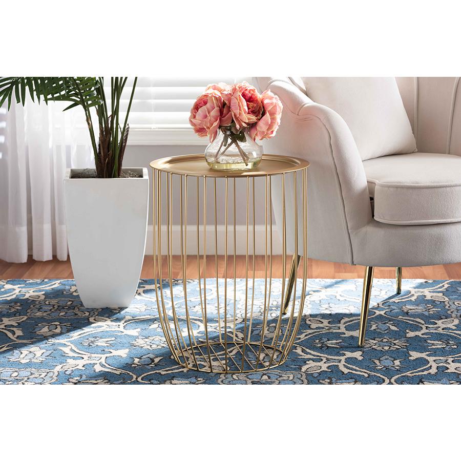 Baxton Studio Mabon Modern and Contemporary Gold Finished Metal End Table. Picture 6