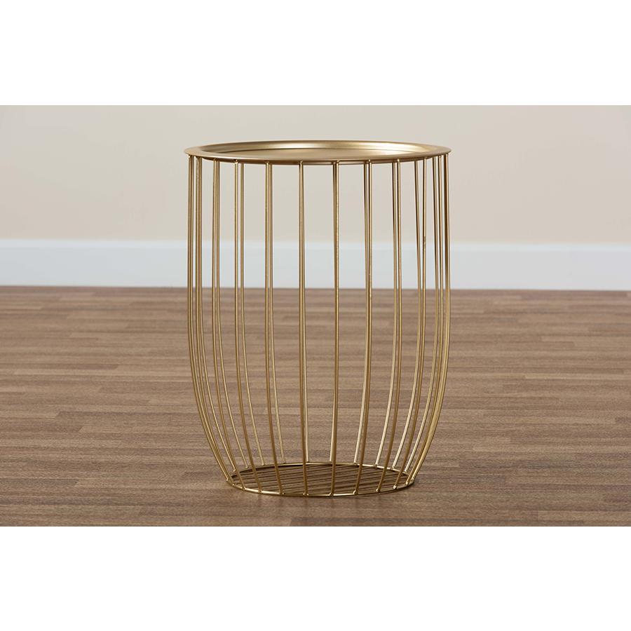 Baxton Studio Mabon Modern and Contemporary Gold Finished Metal End Table. Picture 7