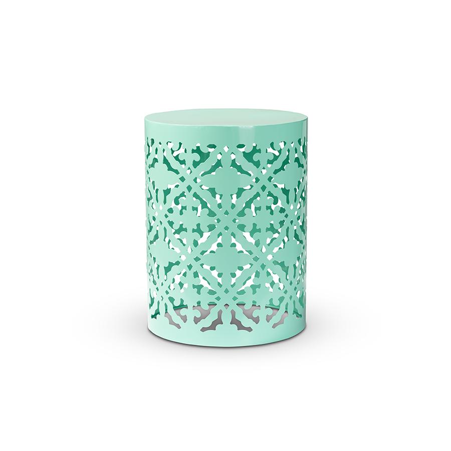 Jamila Modern and Contemporary Aqua Finished metal Outdoor Side Table. Picture 1