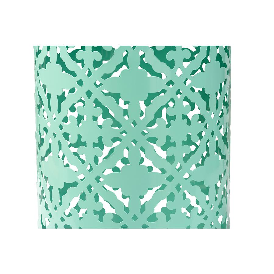 Jamila Modern and Contemporary Aqua Finished metal Outdoor Side Table. Picture 2