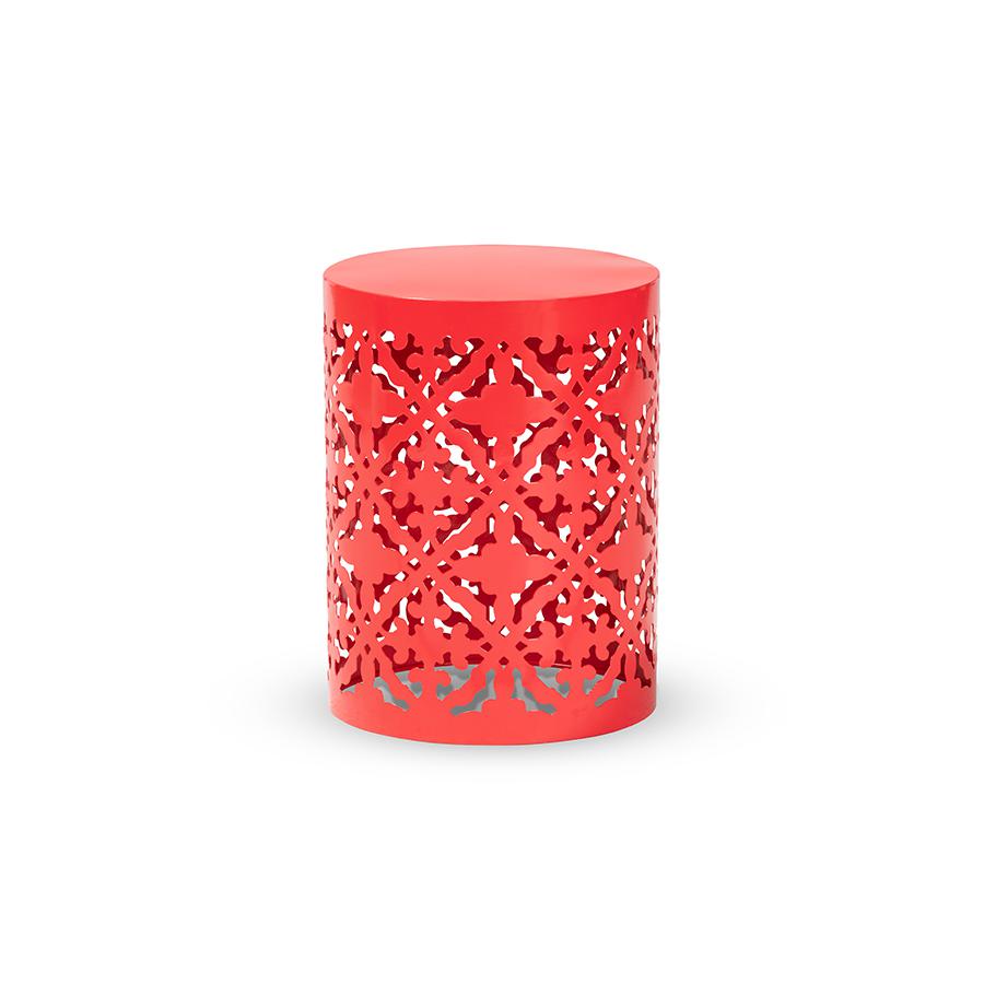 Baxton Studio Jamila Modern and Contemporary Red Finished metal Outdoor Side Table. Picture 1