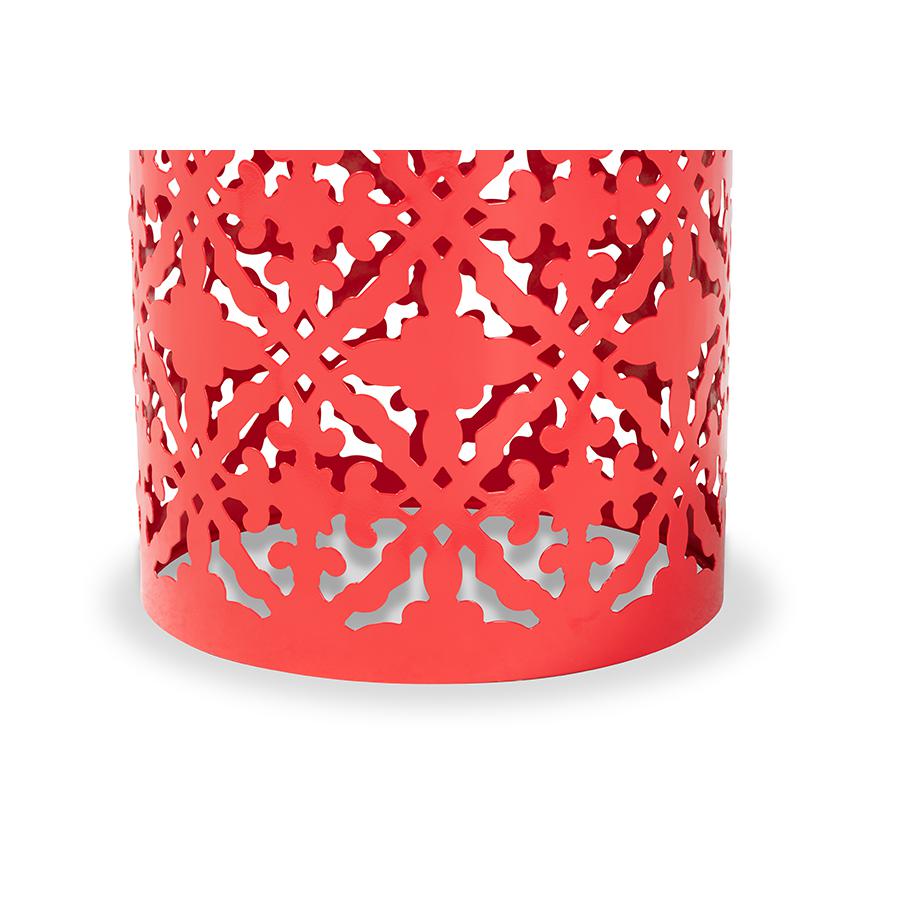 Baxton Studio Jamila Modern and Contemporary Red Finished metal Outdoor Side Table. Picture 2