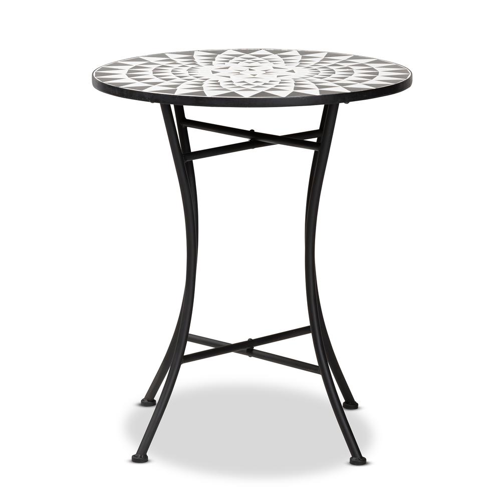 Baxton Studio Callison Modern and Contemporary Black Finished Metal and Multi-Colored Glass Outdoor Dining Table. Picture 2