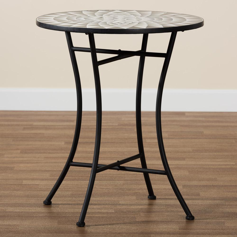 Baxton Studio Callison Modern and Contemporary Black Finished Metal and Multi-Colored Glass Outdoor Dining Table. Picture 6