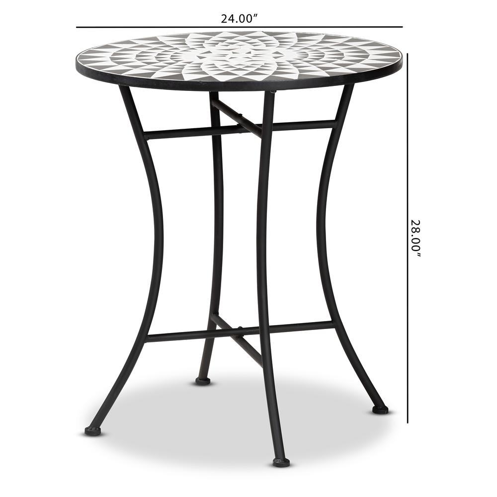 Baxton Studio Callison Modern and Contemporary Black Finished Metal and Multi-Colored Glass Outdoor Dining Table. Picture 7