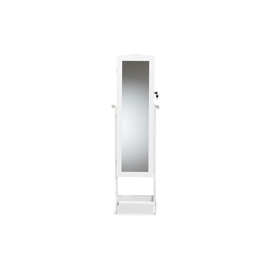 Madigan Modern and Contemporary White Finished Wood Jewelry Armoire with Mirror. Picture 3