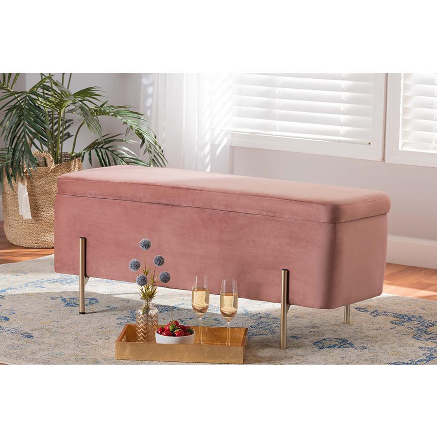 Gold Finished Metal Storage Bench. Picture 8