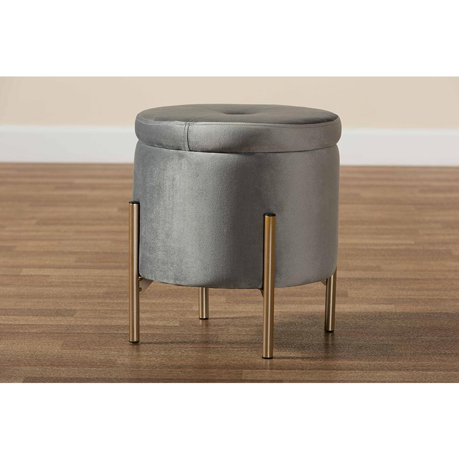 Gold Finished Metal Storage Ottoman. Picture 9