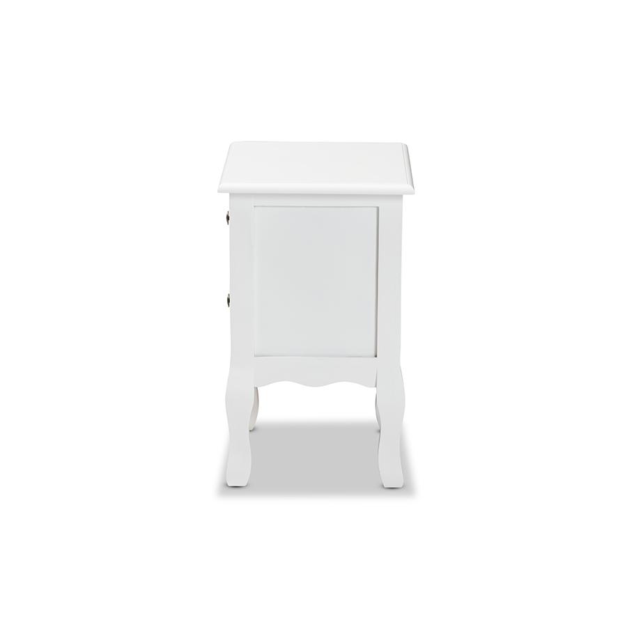 Baxton Studio Caelan Classic and Traditional White Finished Wood 2-Drawer Nightstand. Picture 4
