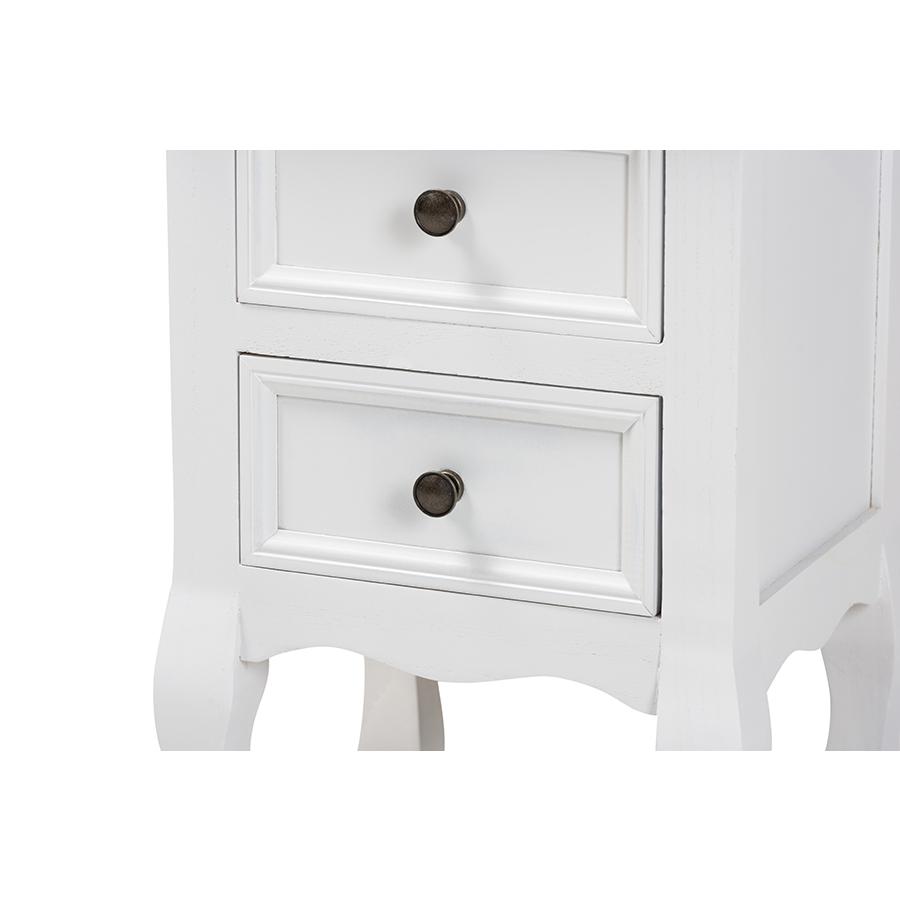 Baxton Studio Caelan Classic and Traditional White Finished Wood 2-Drawer Nightstand. Picture 5