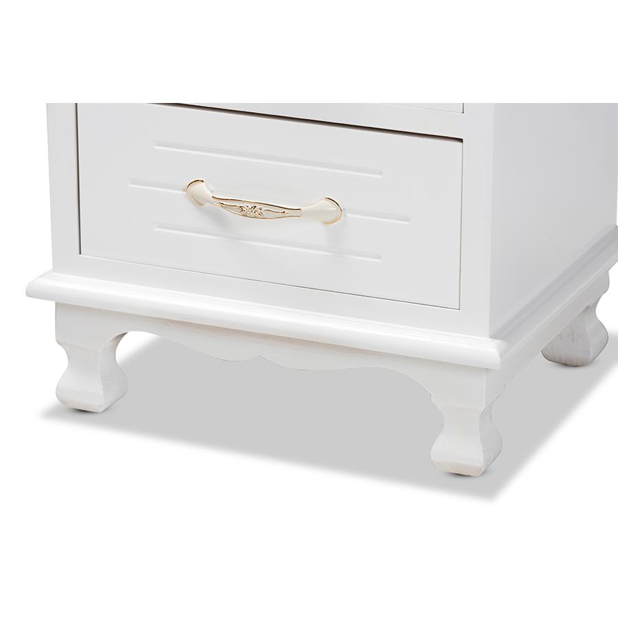 Baxton Studio Layton Classic and Traditional White Finished Wood 3-Drawer Nightstand. Picture 6