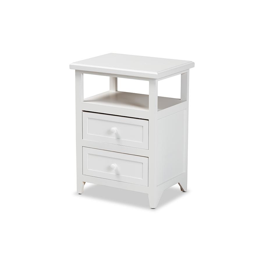 Baxton Studio Karsen Modern and Contemporary White Finished Wood 2-Drawer Nightstand. Picture 1