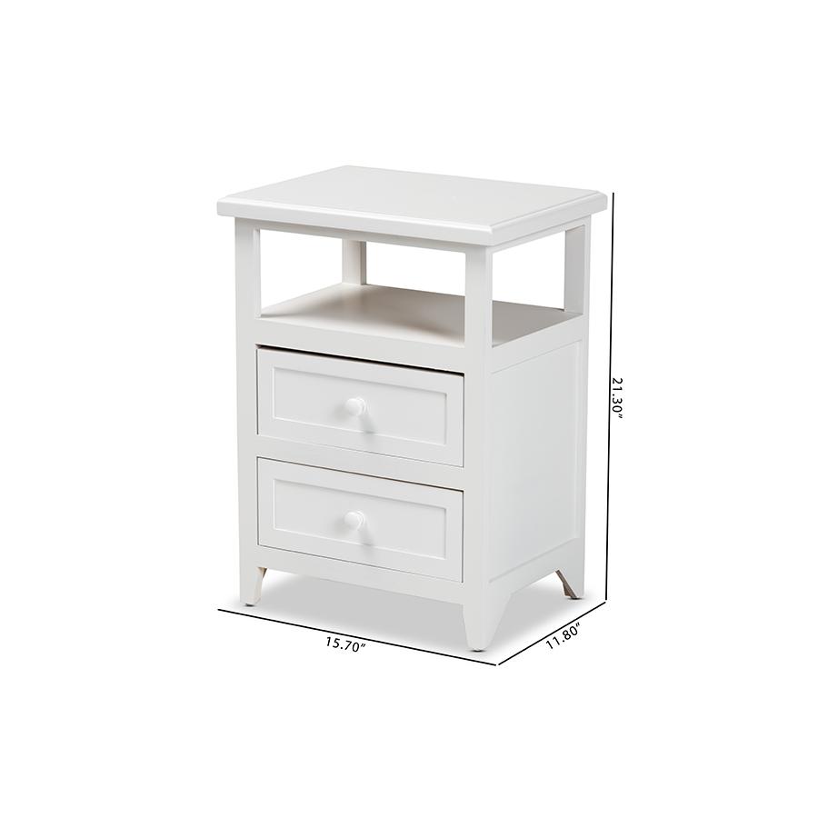 Baxton Studio Karsen Modern and Contemporary White Finished Wood 2-Drawer Nightstand. Picture 10