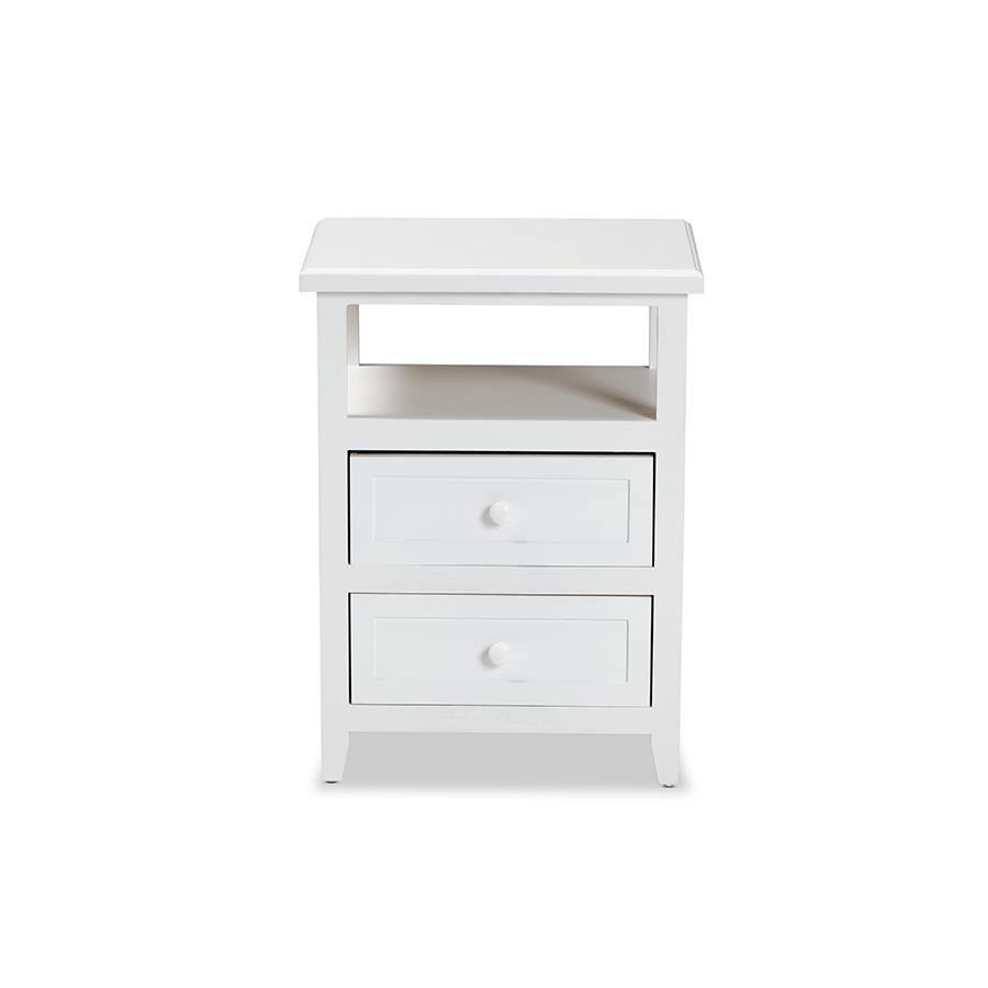 Baxton Studio Karsen Modern and Contemporary White Finished Wood 2-Drawer Nightstand. Picture 3