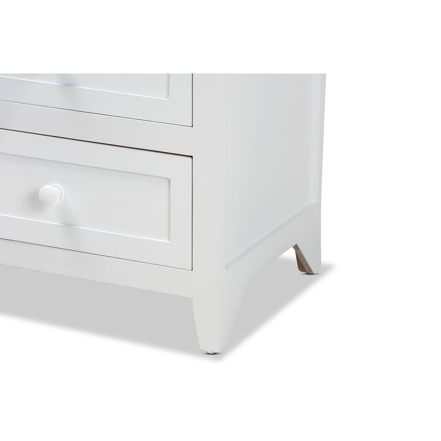 Baxton Studio Karsen Modern and Contemporary White Finished Wood 2-Drawer Nightstand. Picture 6