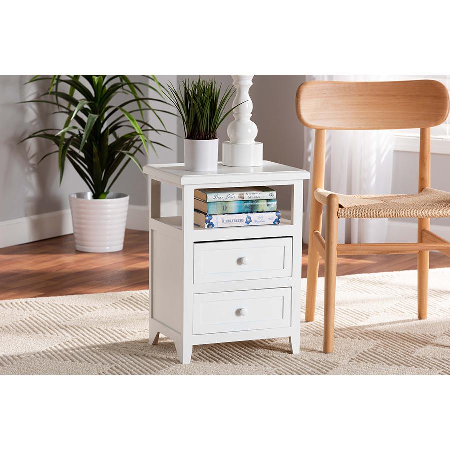 Baxton Studio Karsen Modern and Contemporary White Finished Wood 2-Drawer Nightstand. Picture 8