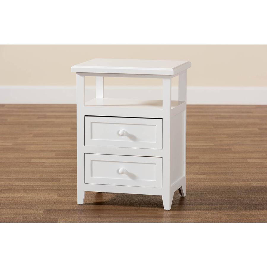 Baxton Studio Karsen Modern and Contemporary White Finished Wood 2-Drawer Nightstand. Picture 9