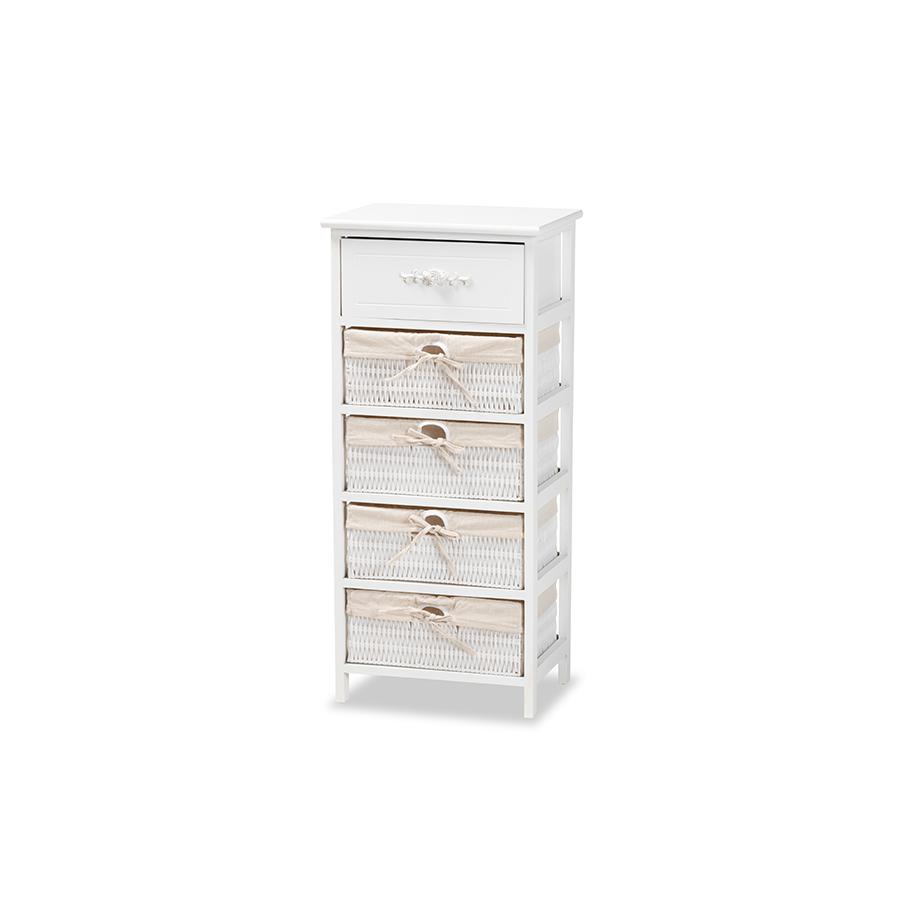 Baxton Studio Madelia Modern and Contemporary White Finished Wood and 1-Drawer Storage Unit. The main picture.