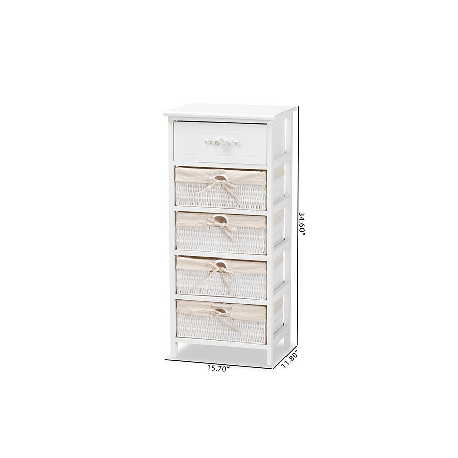 Baxton Studio Madelia Modern and Contemporary White Finished Wood and 1-Drawer Storage Unit. Picture 11