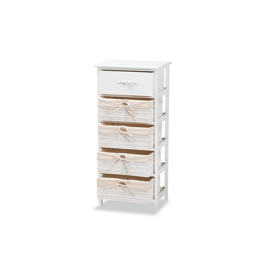Baxton Studio Madelia Modern and Contemporary White Finished Wood and 1-Drawer Storage Unit. Picture 3