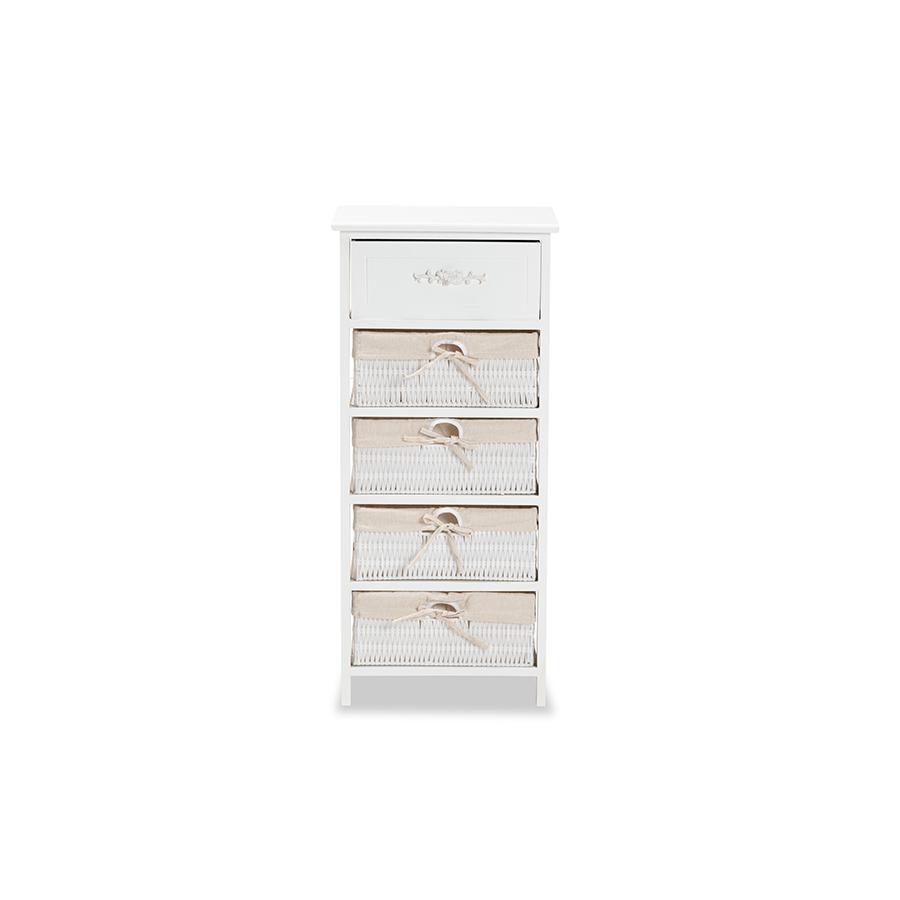 Baxton Studio Madelia Modern and Contemporary White Finished Wood and 1-Drawer Storage Unit. Picture 4