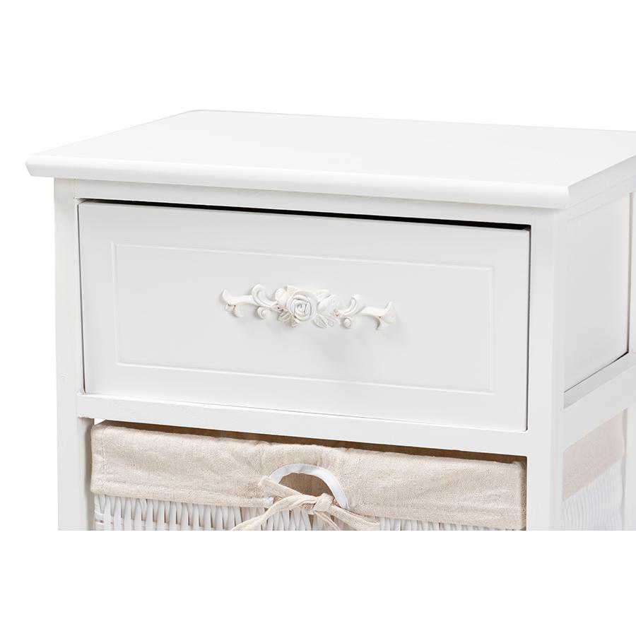 Baxton Studio Madelia Modern and Contemporary White Finished Wood and 1-Drawer Storage Unit. Picture 6