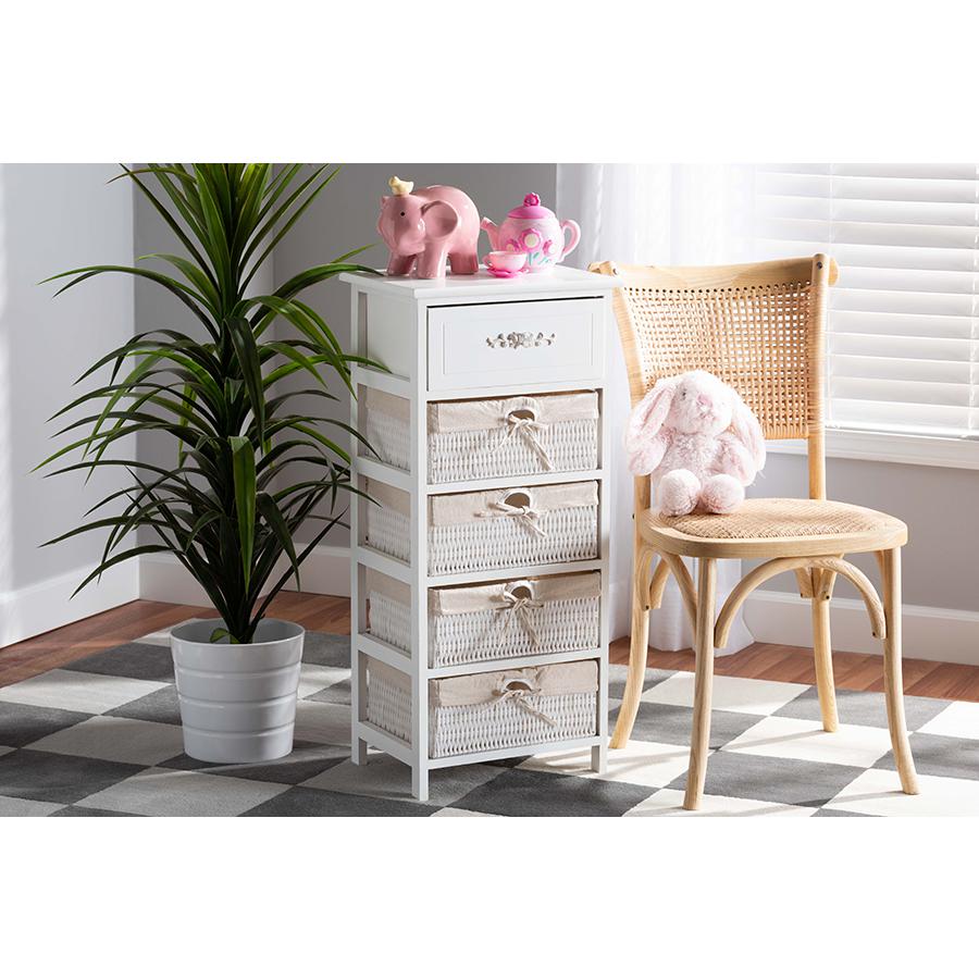 Baxton Studio Madelia Modern and Contemporary White Finished Wood and 1-Drawer Storage Unit. Picture 2