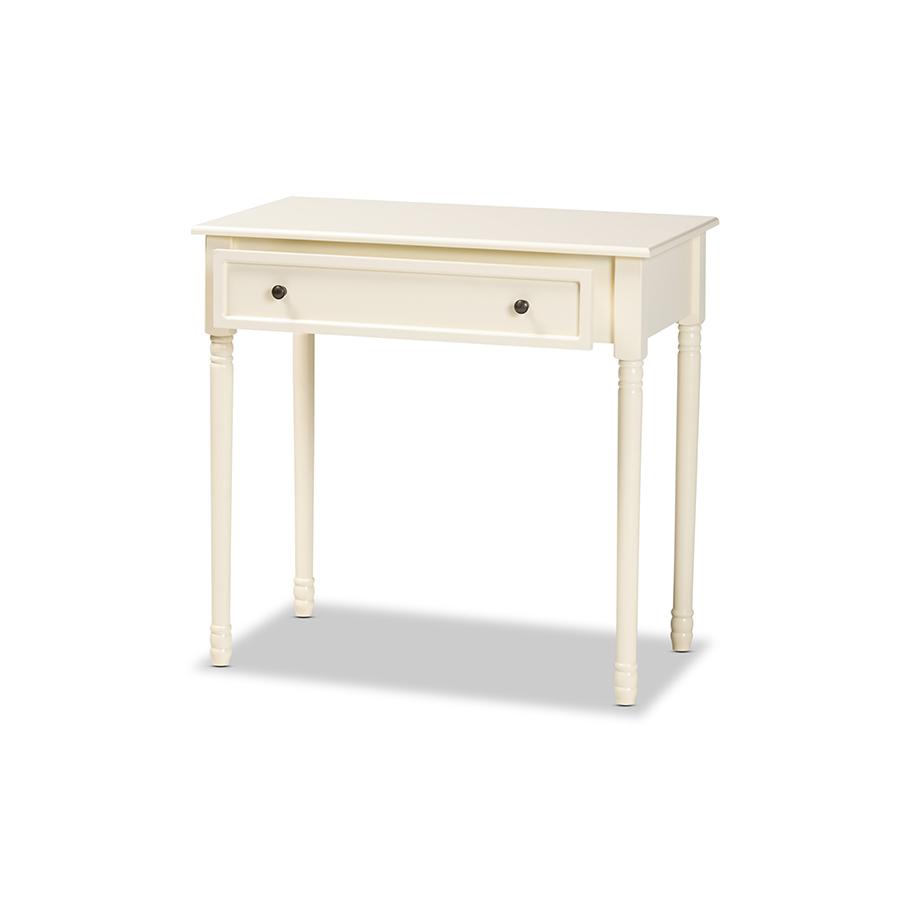 Mahler Classic and Traditional White Finished Wood 1-Drawer Console Table. Picture 2